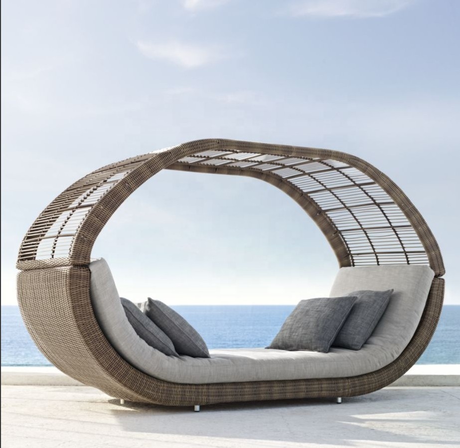 New design patio garden sets wicker chaise lounge daybed furniture outdoor