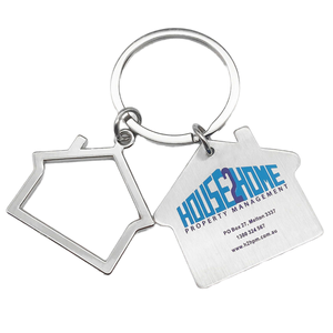 Llavero Metálico con Forma de Casa, Logotipo Personalizado, Doble Colgante, Aleación de Zinc, Regalo Promocional para Agentes Inmobiliarios, Venta al Por Mayor - Product Image 1