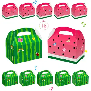 Caja de caramelos de fiesta de melón de dibujos animados, Cajas de Regalo para niños y niñas, suministros de fiesta de cumpleaños de sandía, decoraciones, favores