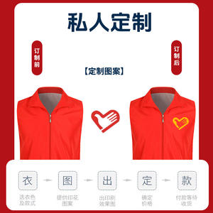 Chaleco de Voluntario Rojo con Logotipo Personalizado Impreso, Ropa de Trabajo de Poliéster con Cremallera para Actividades - Product Image 5
