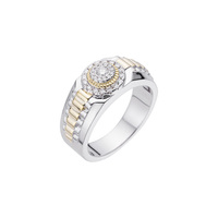 Bague de mariage classique en argent sterling 925 avec grappe de moissanite VVS blanche, style hip-hop pour homme