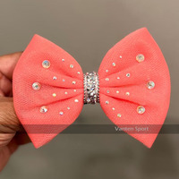 Personnalisé Filles Ombre Tulle Cheveux Arc Bijoux Strass Gymnastique Danse Cheer Bow