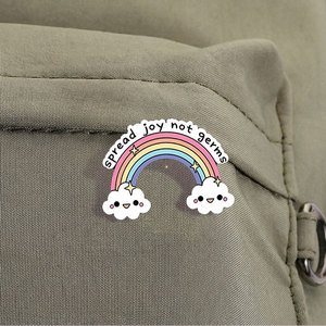 Épinglette en émail personnalisée « Diffusez le bonheur, pas les germes », badge métallique nuage arc-en-ciel, citation amusante, épinglette de revers, cadeau de bijoux créatif - Product Image 4