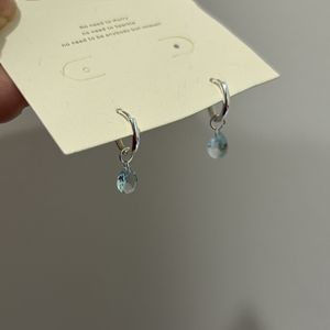 Pendientes de Clip de Plata de Ley S925 con Circonita Azul Menta en Forma de Gota de Agua, Elegantes, Frescos y Sencillos para Mujer, se Pueden Usar Dos Veces - Product Image 4