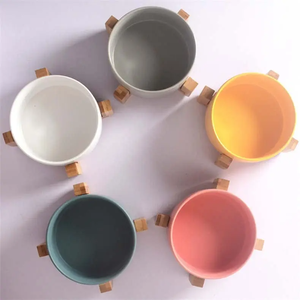Gamelle Orthopédique en Porcelaine pour Chat et Chiot avec Base en Bambou – Luxe Moderne Anti-Vomissement et Protection du Cou - Product Image 1