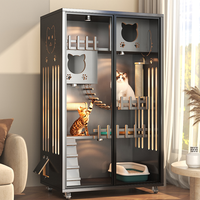 Villa pour chat en bois d'intérieur, directement de l'usine, avec lit-nid et motif animalier, cage robuste pour animaux de compagnie, maison confortable pour chat à prix compétitif