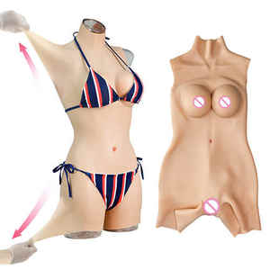 Силиконовые формы груди Боди с грудью для мужчин и женщин трансгендерные брюки до бедра D чашка искусственная влагалище боди костюм для кроссдрессера - Product Image 1