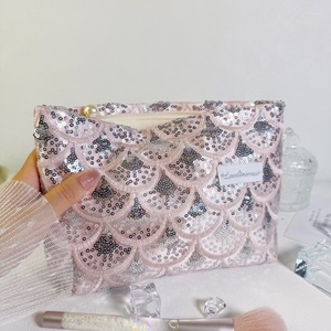 Bolsa de cosméticos de lentejuelas de moda portátil, bolsa con cremallera, etiqueta hecha a mano de alto grado, costura de lentejuelas con cuentas - Product Image 2