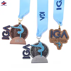 अनुदैर्ध्य जस्ता मिश्र धातु पदक निर्माता कस्टम डाइकास्ट एनमेल नृत्य पदक धातु खेल जिमनास्टिक पदक थोक