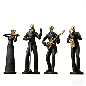 Sculptures Modernes Décoration Jazz pour la Maison Statues de Musiciens (Saxophoniste, Violoniste, Clarinetiste) Noires pour Salon, Étagère, Bureau - Product Image 6