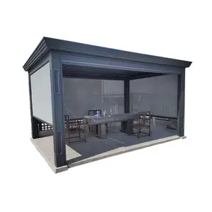 工厂户外防水凉棚方形可调百叶窗铝百叶窗凉亭户外屋顶凉棚铝户外