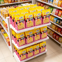 Collations céréaliers cuites au four certifiées GFSI/FSSC22000, Popcorn de maïs saveur caramel sucré, sans OGM, sans gluten, sans graisses trans, boîte semi-souple