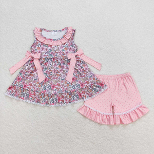 Conjuntos de Ropa para Niñas, Boutique Infantil, Top con Volantes y Flores, Pantalones Cortos - Product Image 6