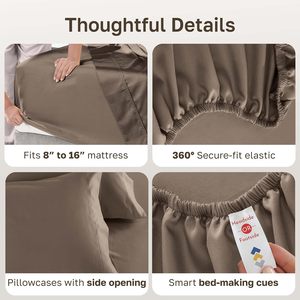 Draps de lit de luxe pour hôtel 100% coton, extra doux, rafraîchissants - Résistants aux plis, à la décoloration et aux taches (Queen, Blanc) - Product Image 4