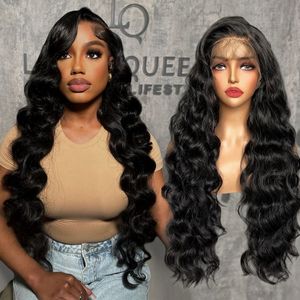 Perruques synthétiques ondulées ombrées avec raie au milieu, perruques en dentelle à l'aspect naturel, perruques en fibre pour femmes, idéales pour les fêtes - Product Image 1