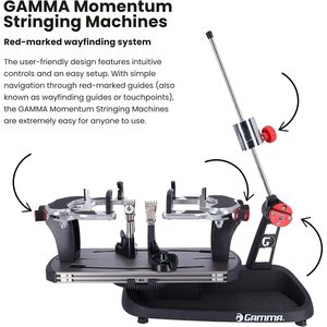 Machine à cordage de tennis Gamma Momentum Drop Weight 2 6 6 Plus Spring Tension St Electronic ELS Straightforward - Product Image 3