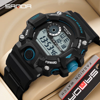 Montre de sport SANDA 326 pour homme, alarme hebdomadaire, chronomètre, affichage numérique LED avec rétroéclairage, montre étanche pour homme