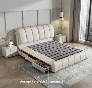 <span class=keywords><strong>Lit</strong></span> double moderne de style <span class=keywords><strong>scandinave</strong></span> avec rangement, luxe simple, taille king/queen, <span class=keywords><strong>lit</strong></span> moelleux, fonction pivotante, lumière, utilisation en chambre à coucher - Product Image 3