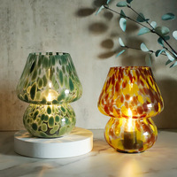 Lampe de table en verre pour la décoration de la maison, prise USB US EU, lampe en forme de champignon pour la table de chevet ou le restaurant