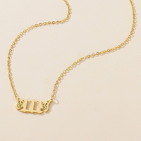 Collar de Acero Inoxidable con Baño de Oro de 18K, Resistente al Deslustre y al Agua, con Número de Ángel y Alas de Mariposa, Cadena de Eslabones, Moderno para Bodas