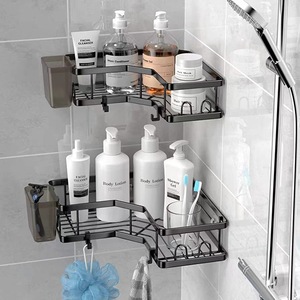 Étagère d'angle de salle de bain en fer Junda, porte-savon, support de rangement pour articles de toilette avec fixation adhésive pour montage mural - Product Image 3