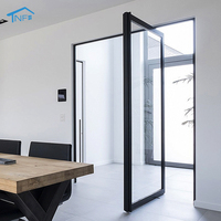 Porte d'entrée en verre électrique intelligente moderne sur mesure NF pour appartements et villas, avec serrure pivotante en aluminium, insonorisée et isolée thermiquement