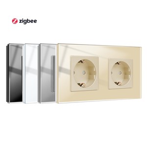 Bingoelec vente en gros maison mur puissance <span class=keywords><strong>salle</strong></span> <span class=keywords><strong>de</strong></span> <span class=keywords><strong>bain</strong></span> verre cristal 16A allemagne prise Zigbee Smart Wifi Double prises - Product Image 4