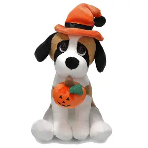 plüsch-spielzeug für halloween niedlicher hund spielzeug weicher hund mit kürbis