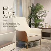 Fauteuil de salon de luxe moderne, design, fait main, à dossier haut, en cuir et tissu, pour la maison, la villa, le salon, la chambre, fauteuil d'appoint