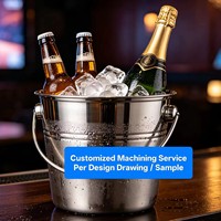 Seau à glace de luxe en acier inoxydable avec logo personnalisé, grand format, couleur or rose, pour champagne, bière, vin, idéal pour les fêtes et bars