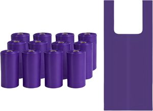 Bolsas para excrementos de perro moradas con cierre abierto, a prueba de fugas, de material PE extra grueso, para perros pequeños - Product Image 2