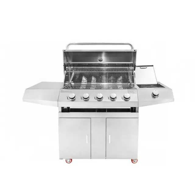 Professionale Barbecue Grill A Gas 5 Fuochi Carrello di Cottura Barbecue All'aperto