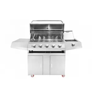 Profession eller Grill Gas grill 5 Brenner Wagen Kochen im Freien BBQ