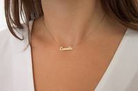 Collar con Nombre Personalizado de Acero Inoxidable, Chapado en Oro, Placa con Nombre Escrito a Mano, Joyería Fina, Regalo para Ella