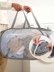 Faltbare Atmungsaktive Netz-Aufbewahrungstasche mit Griffen für Wohnheim, Badezimmer, Spielzeug und Kleidung Organizer-Tasche - Product Image 2