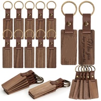 Porte-clés en bois et cuir, porte-clés avec sangles en cuir, porte-clés en bois non fini pour la gravure, cadeaux personnalisés