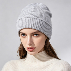 <span class=keywords><strong>Bonnet</strong></span> d'hiver en cachemire épais et doux Jxwatcher, tricoté, chaud, double couche, sans revers, style décontracté, personnalisé, uni, ample, pour femmes - Product Image 1