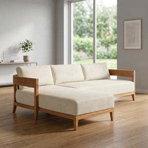Modern L Shape <b>Outdoor</b> <b>Sofa</b> Set Luxury Scandinavian Design Teak Eco-Friendly Courtyard Villa Patio Lounge Furniture - Product Image 3