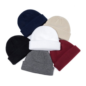Bonnet personnalisé pour homme en acrylique tricoté plat, chaud pour l'hiver, couleur unie, décontracté, ajustable, avec rivet nœud, pour adulte - Product Image 3