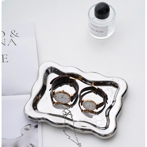 <strong>Ceramic</strong> White and Golden <strong>Jewelry</strong> Tray Earring Plate with Color Rim Decorative Trinket Plate <strong>Jewelry</strong> Organizer Dish Ring Holder - Product Image 5