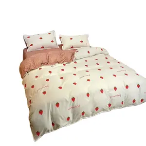 4 peças confortável conjunto de cama Poliéster dois tamanho conjunto de cama personalizado