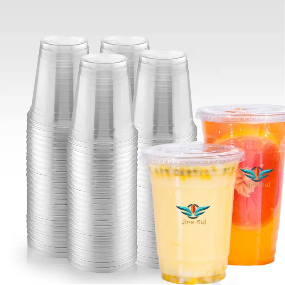 7 8 9 10 12 14 16 20 24 30 32 oz clear pet plastic cup with dome lid custom logo disposable plastic cups