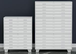 Armoire à dossiers plate en acier, moderne, robuste, ignifuge, verrouillable, pour bureau à domicile, école, cuisine, grand format, pour plans et dessins - Product Image 4
