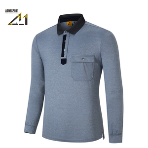 Men's Long Sleeve Pique Polo Shirt Performance Contrast Collar & Pocket Custom Embroidered Workwear & Golf - Product Image 3