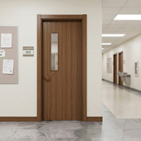 Portes battantes en bois ignifugées personnalisées, placage MDF apprêté pour l'entrée, la chambre, la salle de bain, la cuisine