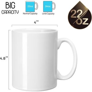 Harebe 22 Oz Extra <b>Large</b> Ceramic Coffee <b>Mug</b> White Microwave Safe Dishwasher Safe Big Capacity Handle For Dad Men - Product Image 2