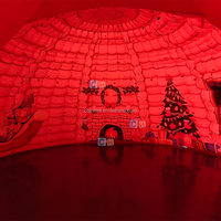 Dôme de Noël gonflable rouge, tente igloo pour événements de Noël, décoration de fête de Noël en plein air