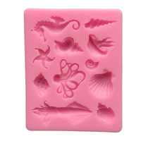 Moules en silicone DIY pour gâteaux et fondants, grand format, classiques et populaires, avec motifs 3D de calamar, pieuvre, méduse, hippocampe, étoile de mer et coquillage
