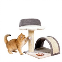 Tempat Tidur Kucing Bergaya Kartun untuk Rumah Kecil, Tiang Garukan Sisal Lengkung Lucu Tahan Gores & Tempat Tidur Kucing Kombinasi Mainan Kucing