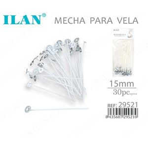 Mèches de bougies ILAN 15 mm 30 pièces pour la fabrication de bougies - Product Image 3